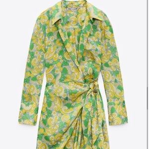 Zara printed wrap dress with headband